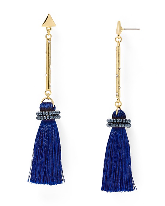 AQUA Navy Tassel Drop Earrings