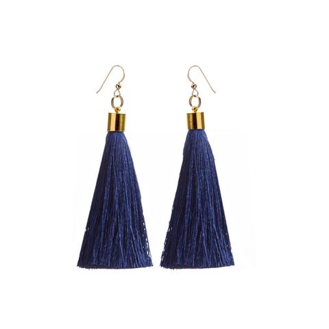 Katie Kime Navy Tassel Earrings 