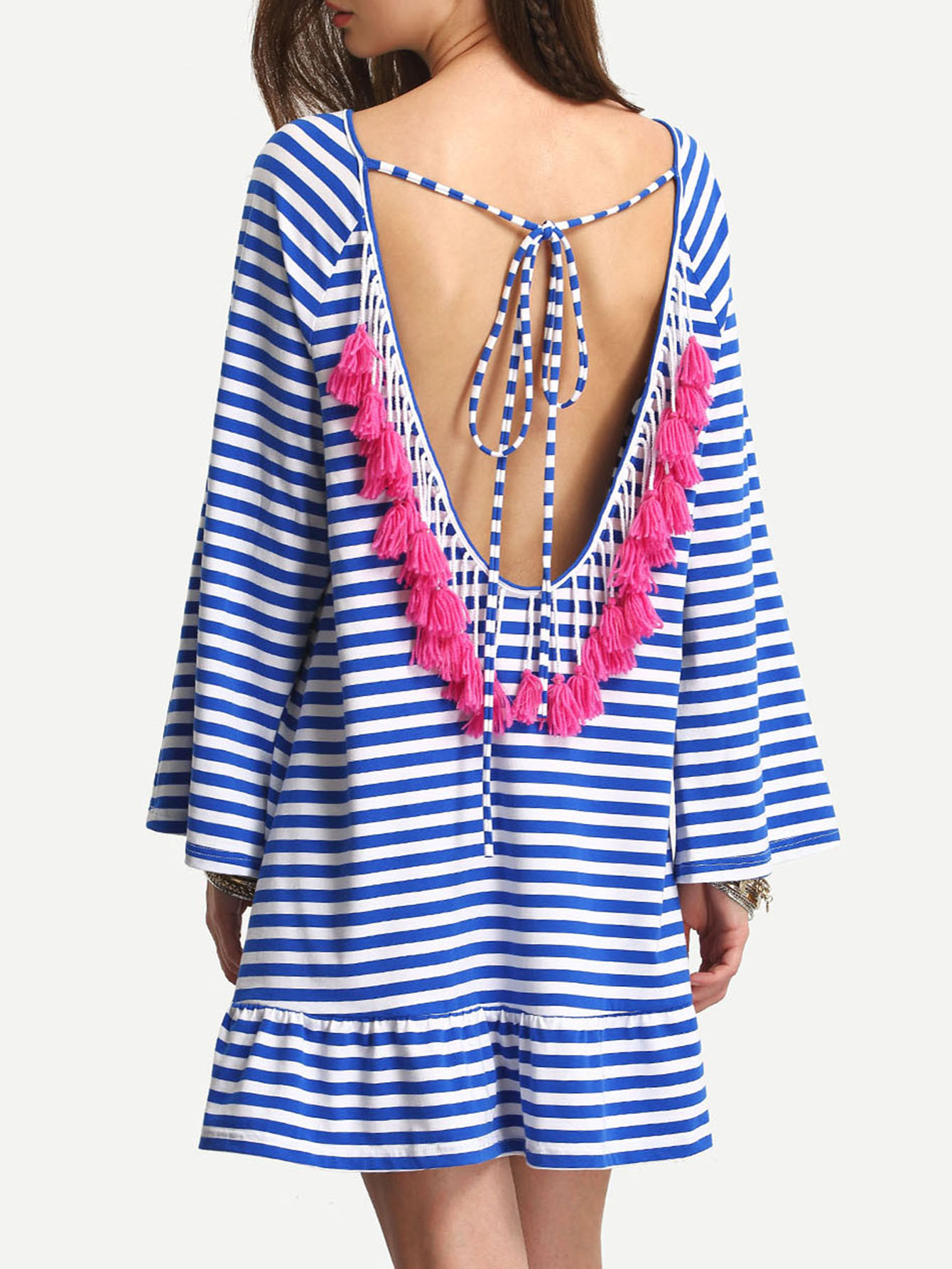 SheIn Striped Tassel Cover-up